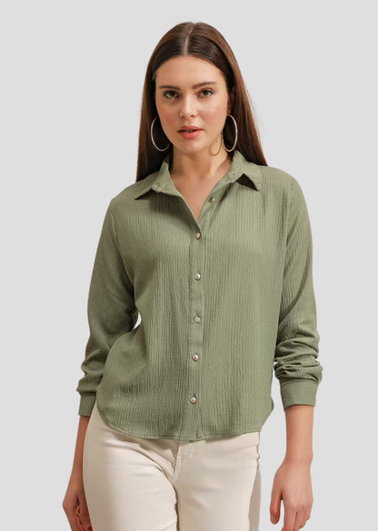 Almond Green Knitted Shirt