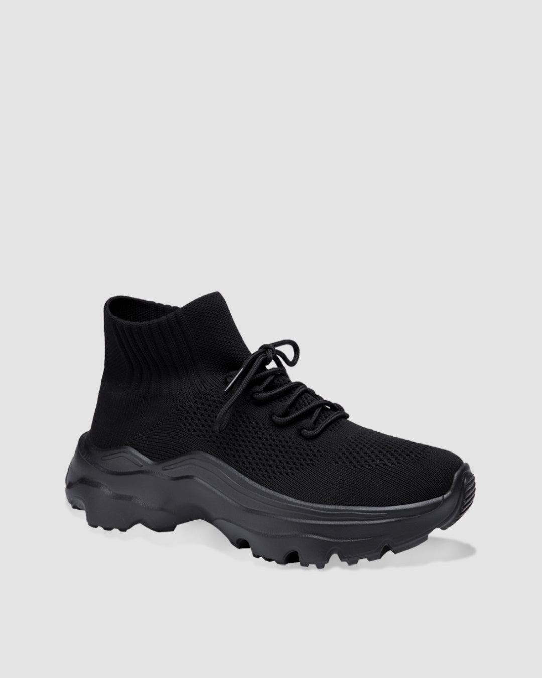 All Black Chunky Knit Sneaker