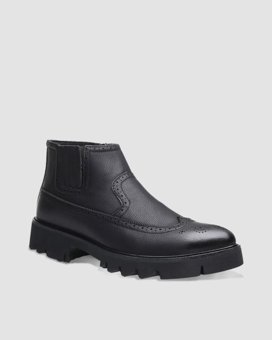 Black Leather Broggue Boot