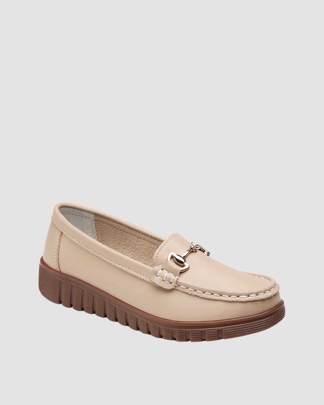 Chunky Horsebit Cream Loafers