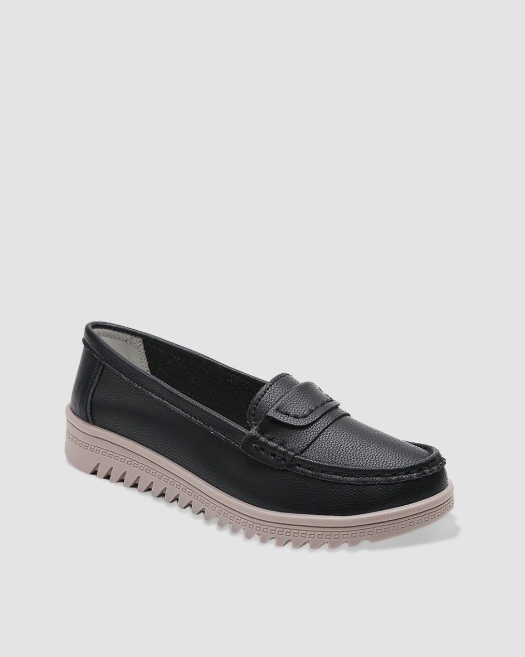 Textured Sole Black Loafers