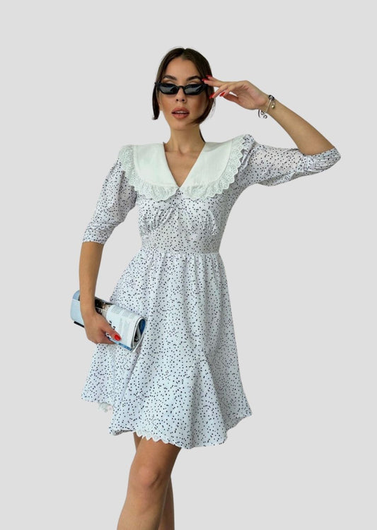 Polka Dot Collar Dress