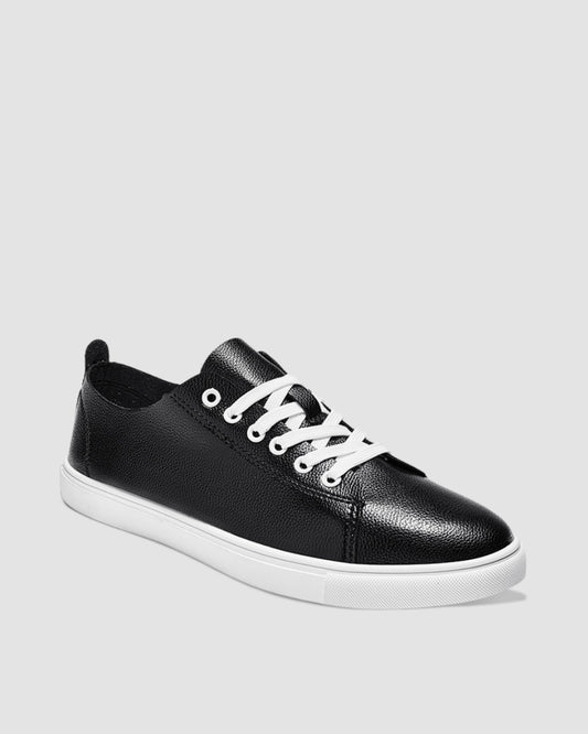 Black Metro Leather Low-Tops