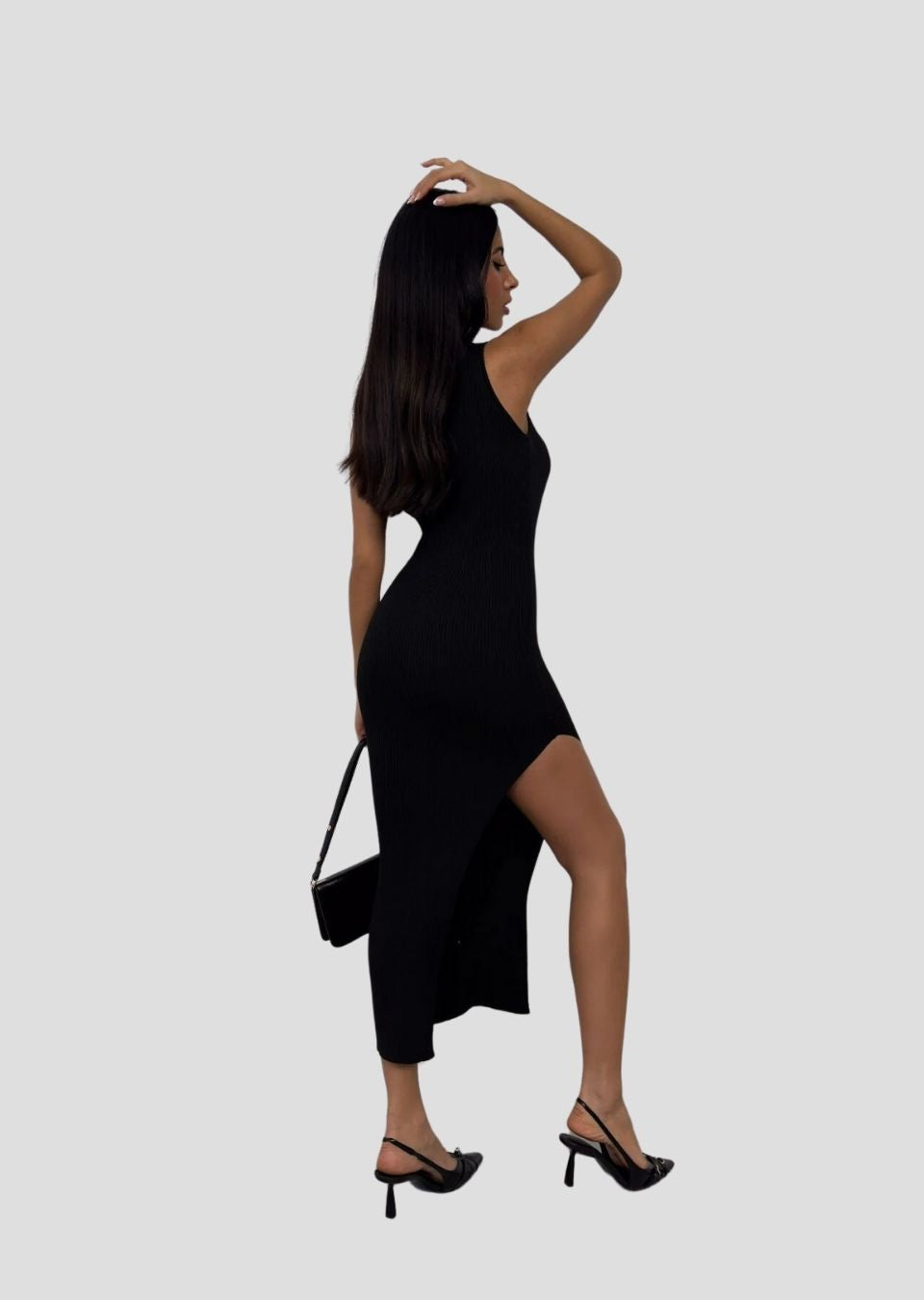 Slit Detail One-Shoulder Dress