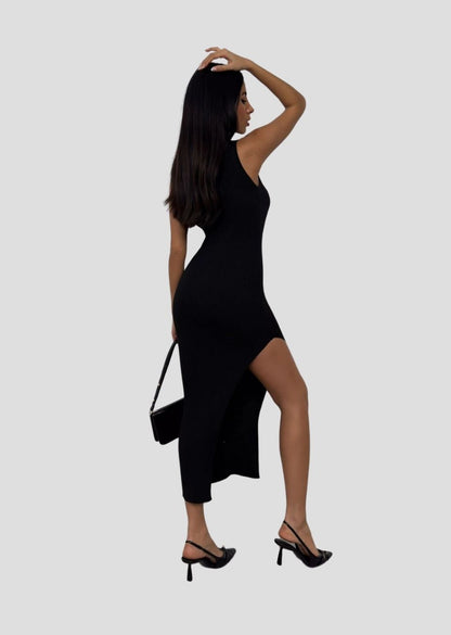 Slit Detail One-Shoulder Dress