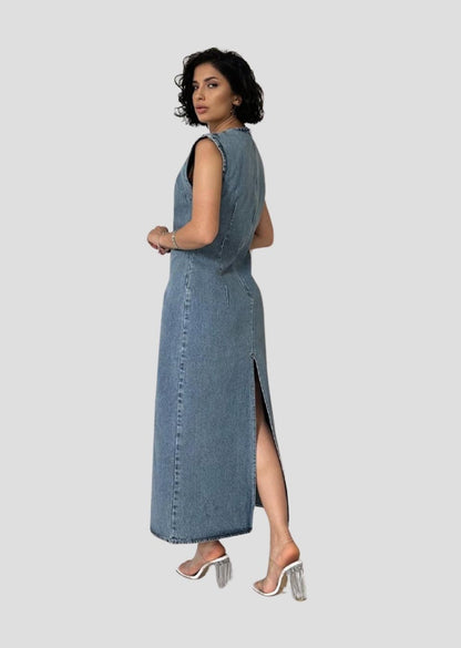 Zero Sleeve Denim Dress