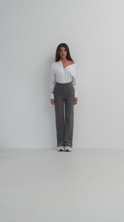 Knobed Slit Detail Pants